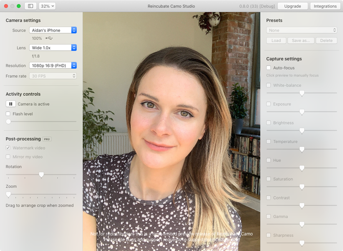 Aplikasi Camo Webcam di iPhone